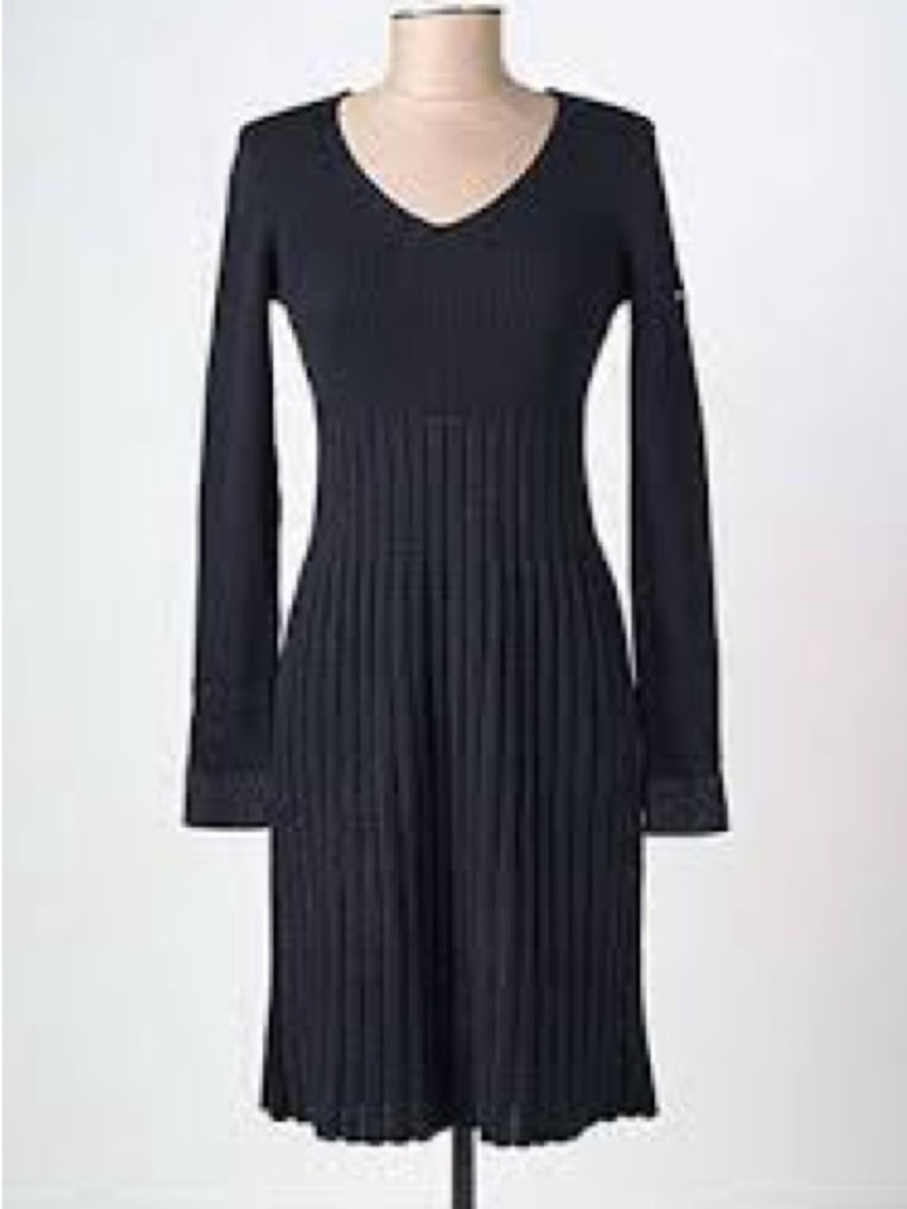 Saint James x Isabelle Ballu Metallic Wool Ribbed Sweater Dress Black US 10